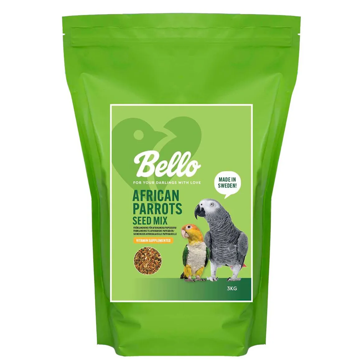 Bello African Parrot Seed Mix Fågelmat till Afrikansk Papegoja 3 kg