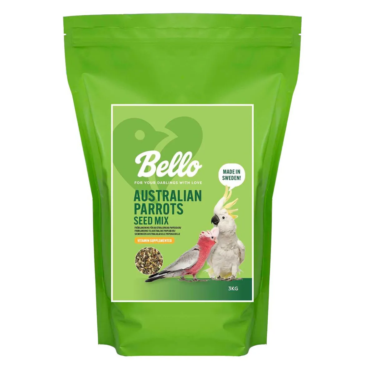 Bello Australian Parrot Seed Mix Fågelmat till Australisk Papegoja 3 kg