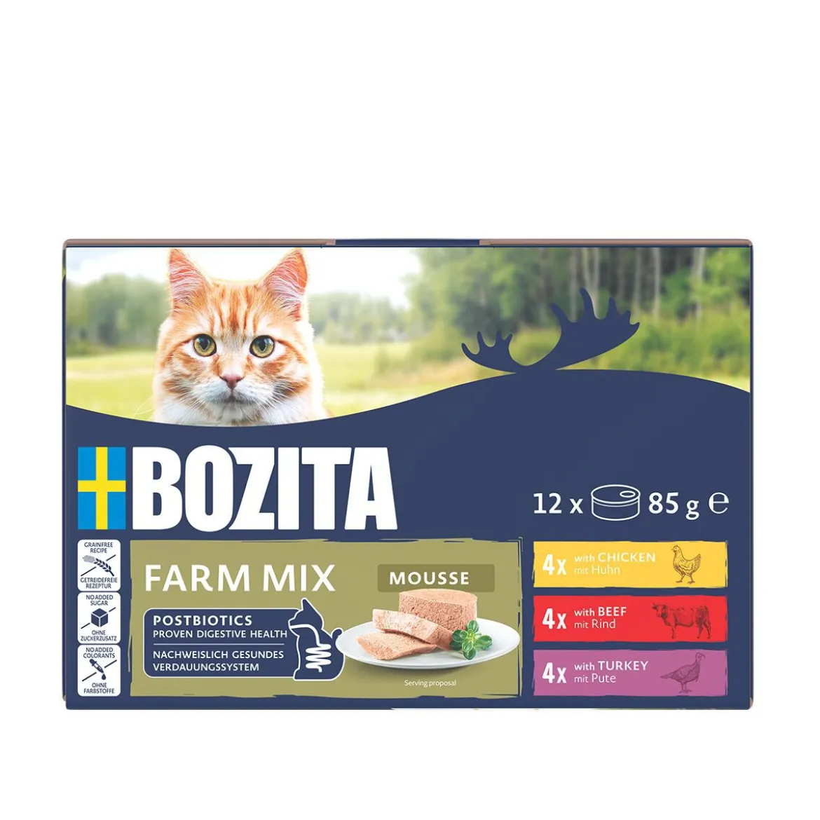 Bozita Mousse Våtfoder till Katt Farm Mix 12x85 g