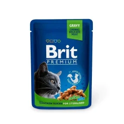 Brit Premium Portionspåsar Med Kyckling För Steriliserade Katter