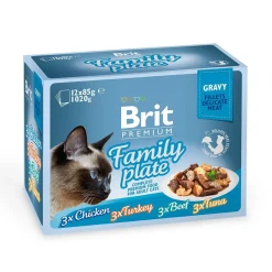 Brit Premium Pouches Fillets in Gravy Family Plate (12x85g)