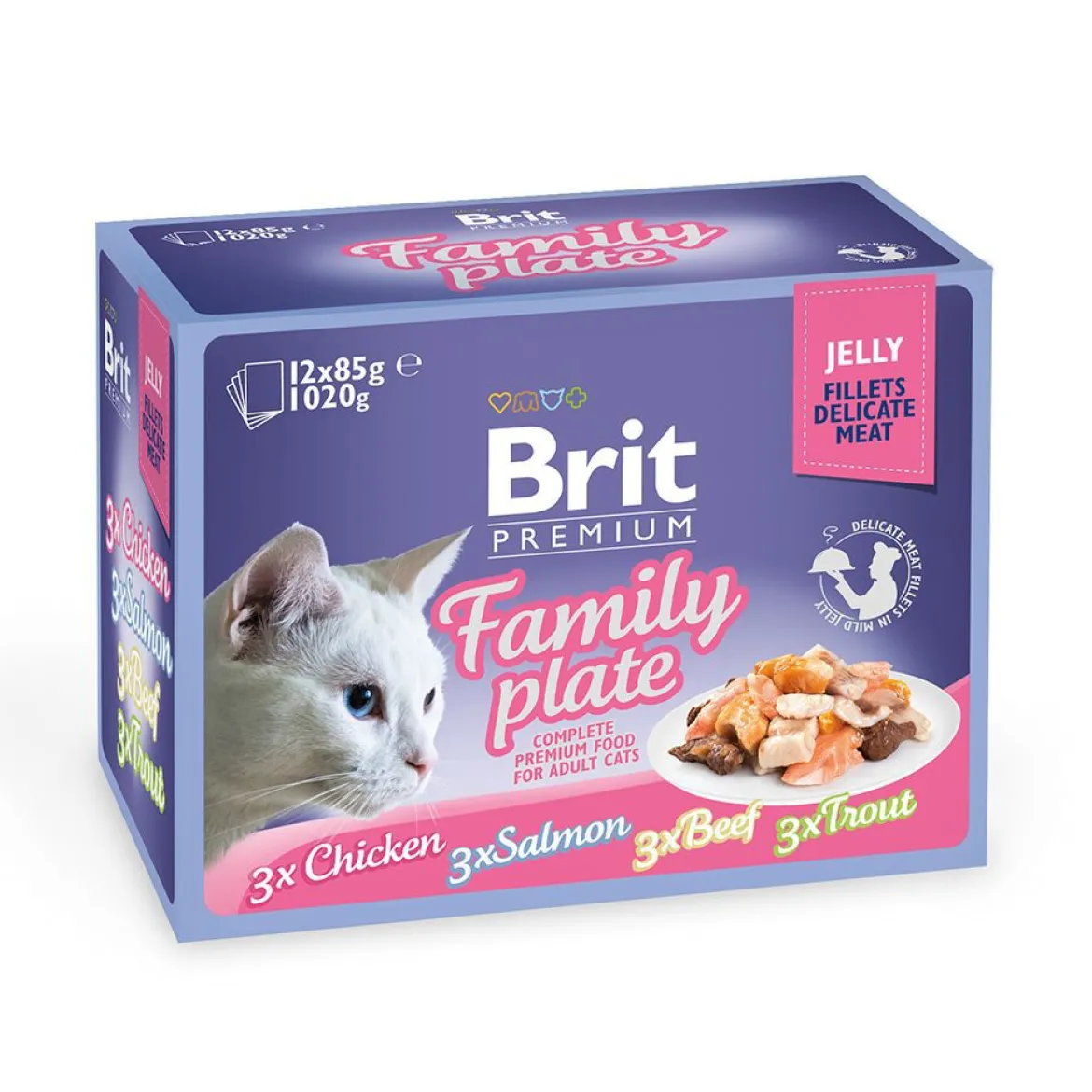 Brit Premium Pouches Fillets in Jelly Family Plate (12x85g)
