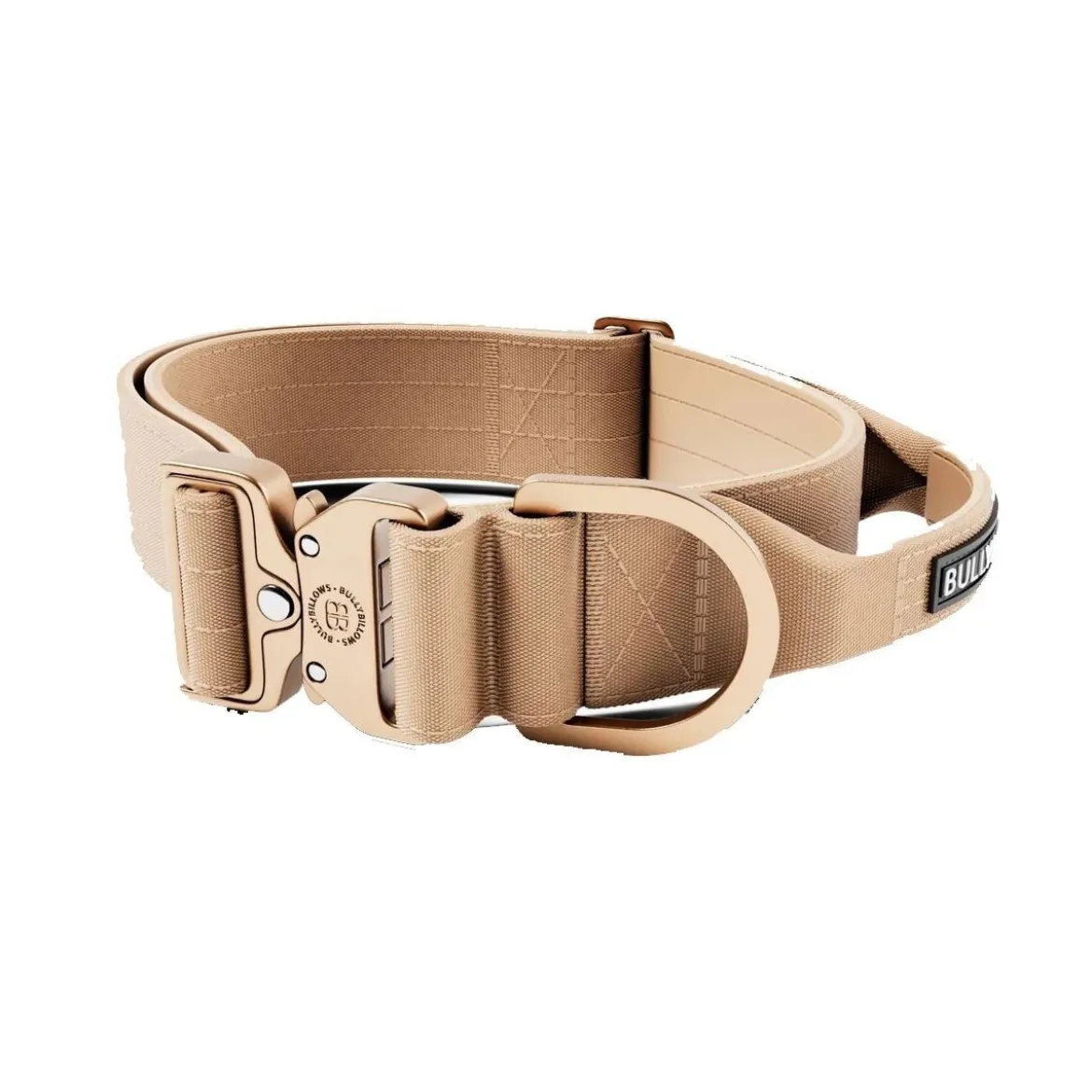 BullyBillows Combat Hundhalsband med Handtag Beige 5 cm