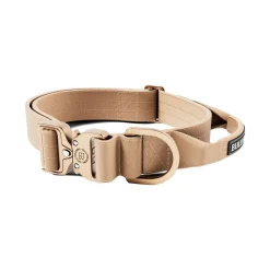 BullyBillows Combat Hundhalsband med Handtag Beige 4 cm