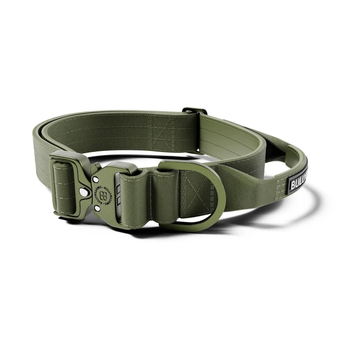BullyBillows Combat Hundhalsband med Handtag Grön 4 cm