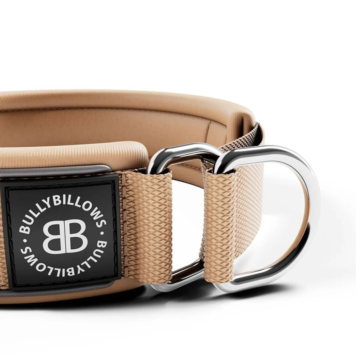BullyBillows Hundhalsband Halvstryp Reflekterande Beige 4 cm