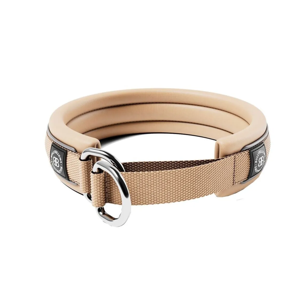 BullyBillows Hundhalsband Halvstryp Beige Reflekterande 3 cm