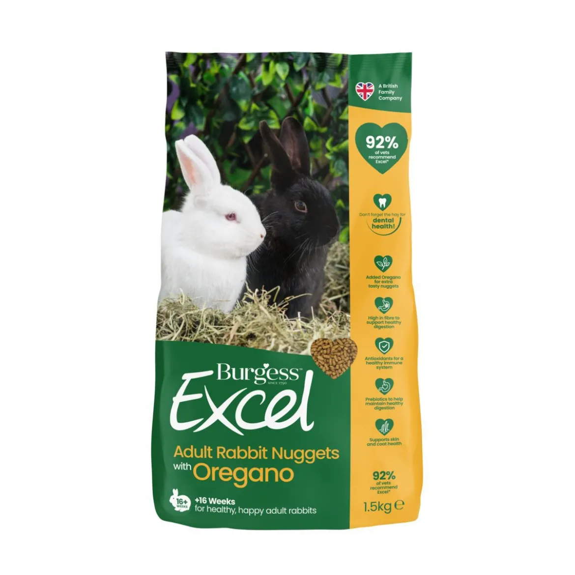 Burgess Excel Rabbit Adult Oregano Kaninfoder 1,5 kg