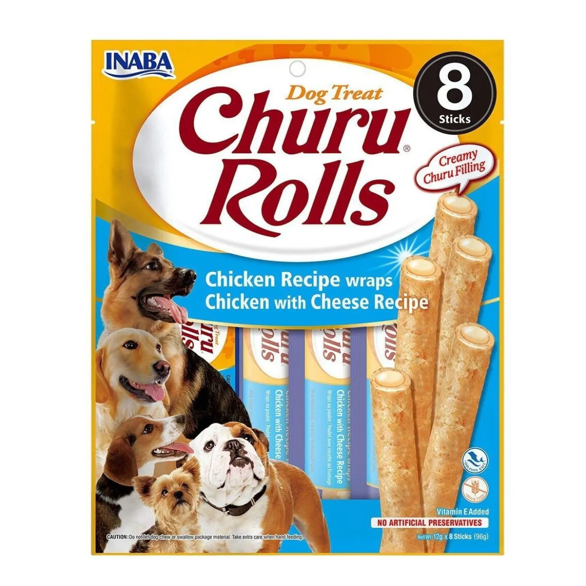 Churu Hundgodis Kycklingrulle med Krämig Ostfyllning 8 st