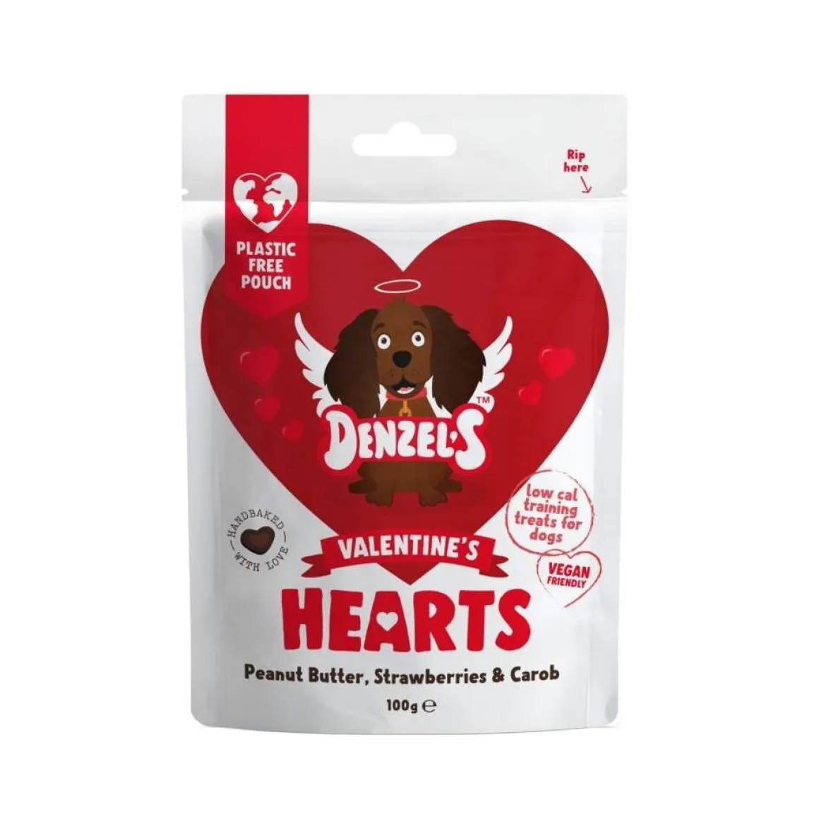 Denzel's Valentine's Hearts Peanut & Strawberry Hundgodis 100 g
