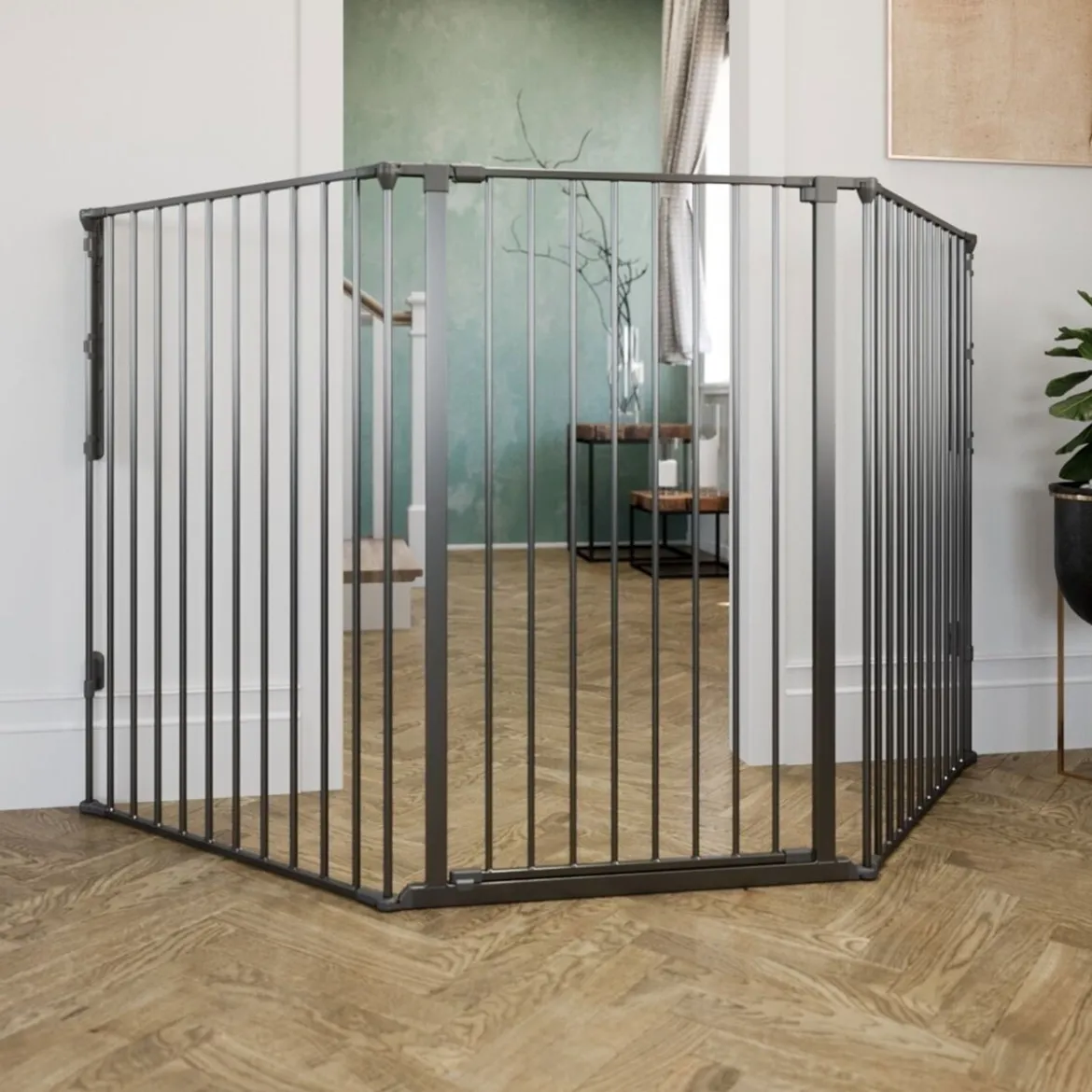DogSpace Rocky Utdragbar Hundgrind Svart 90-221x104,5 cm