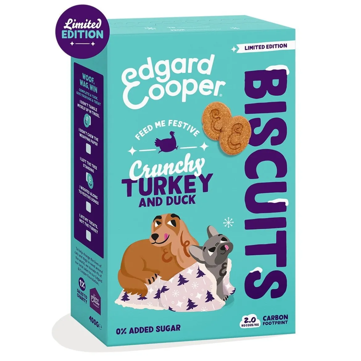Edgard & Cooper Festive Biscuits Hundkex Anka & Kalkon 400 g