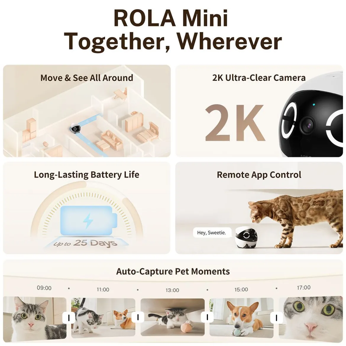 Enabot Rola Mini Companion Robot Husdjurskamera