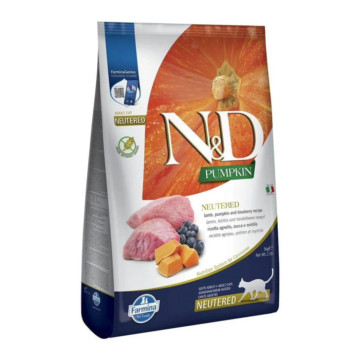 Farmina N&D Pumpkin Cat Lamb & Blueberry Neutered 5 kg