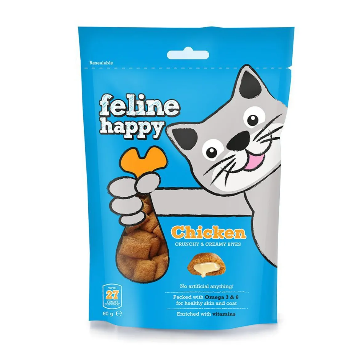 Feline Happy Kyckling Kattgodis 60 g