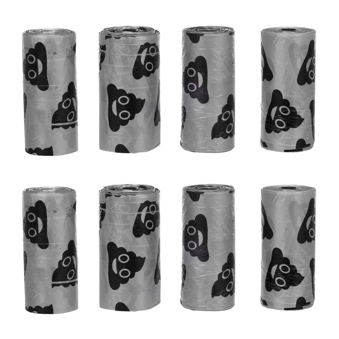 Flamingo Basic Lacha Hundbajspåsar Silver & Svart 8x15-pack