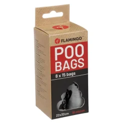 Flamingo Basic Lacha Hundbajspåsar Silver & Svart 8x15-pack
