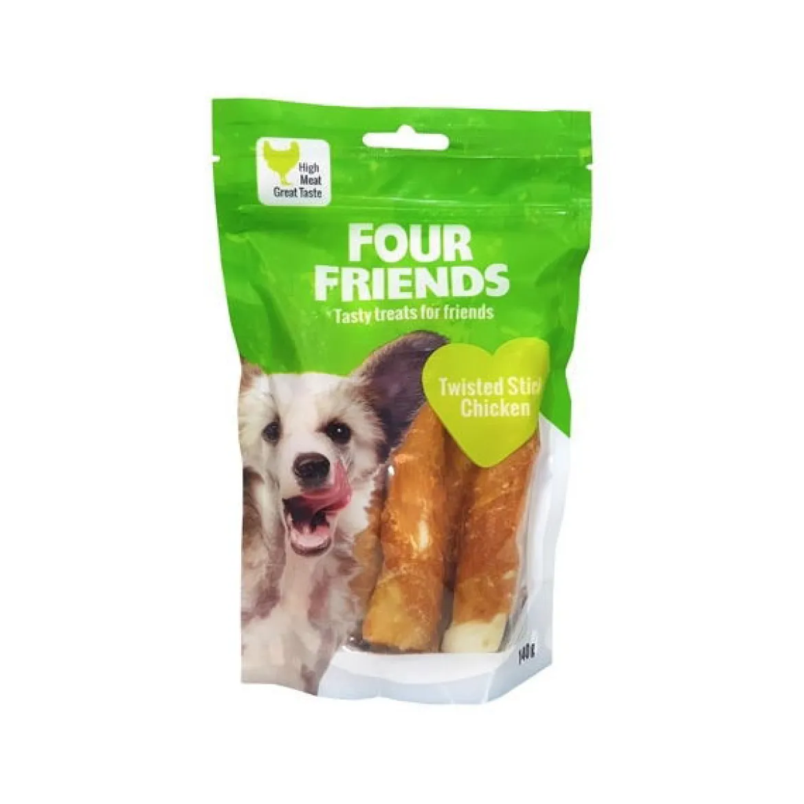 FourFriends Dog Twisted Stick Chicken 12,5 cm 4-pack