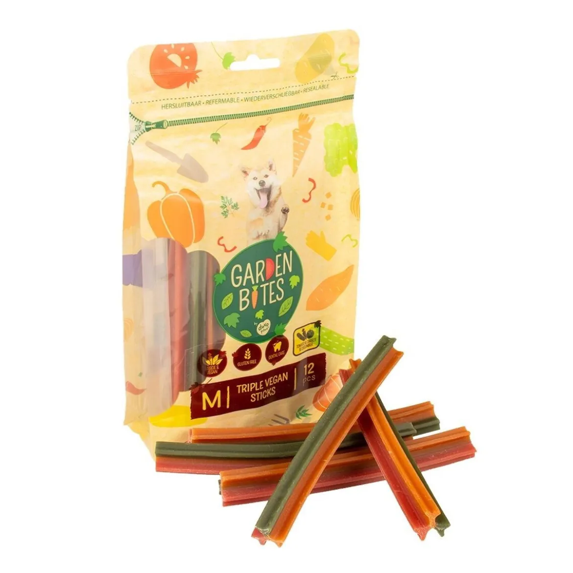 Garden Bites Veganska Dentaltuggpinnar M 12 st