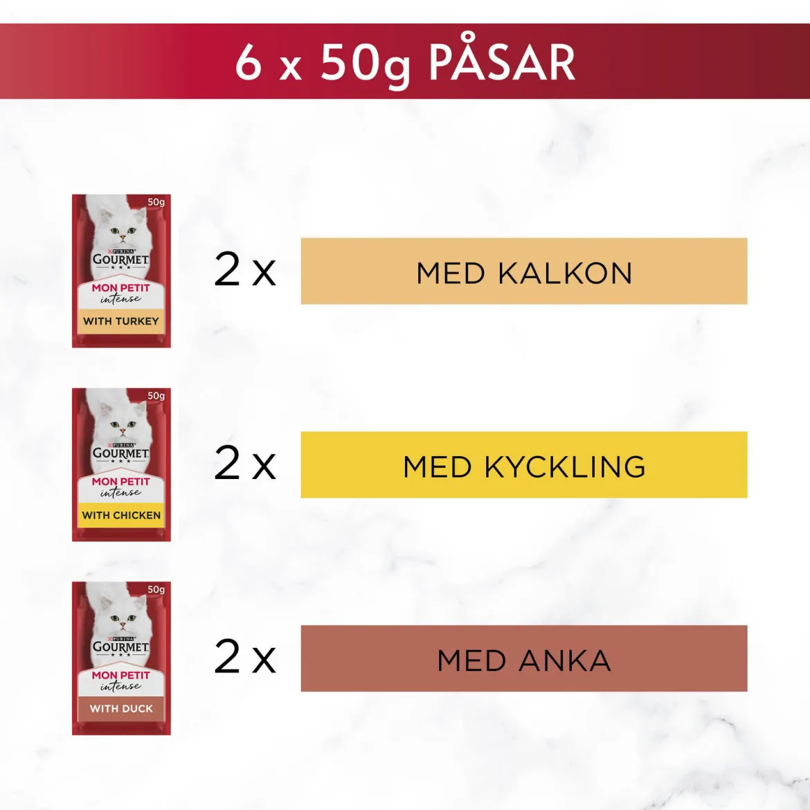 Gourmet Mon Petit Anka/Kalkon/Kyckling 6 x 50 g