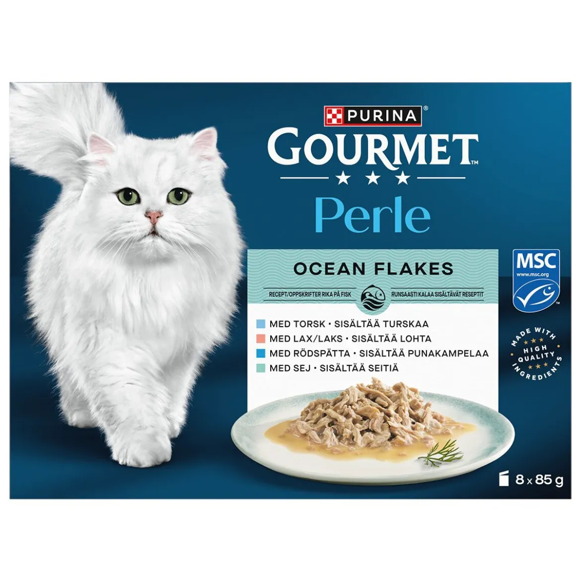 Gourmet Perle Cat Adult Ocean Flakes in Gravy Våtfoder till Katt 8x85 g