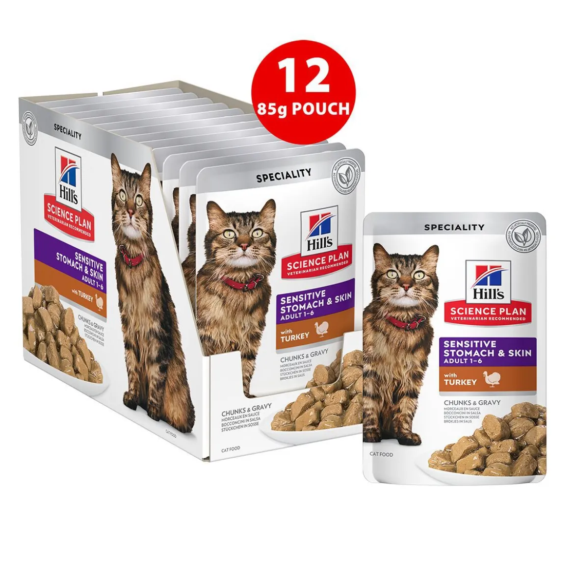 Hill's Sensitive Stomach & Skin Adult Turkey Våtfoder till Katt