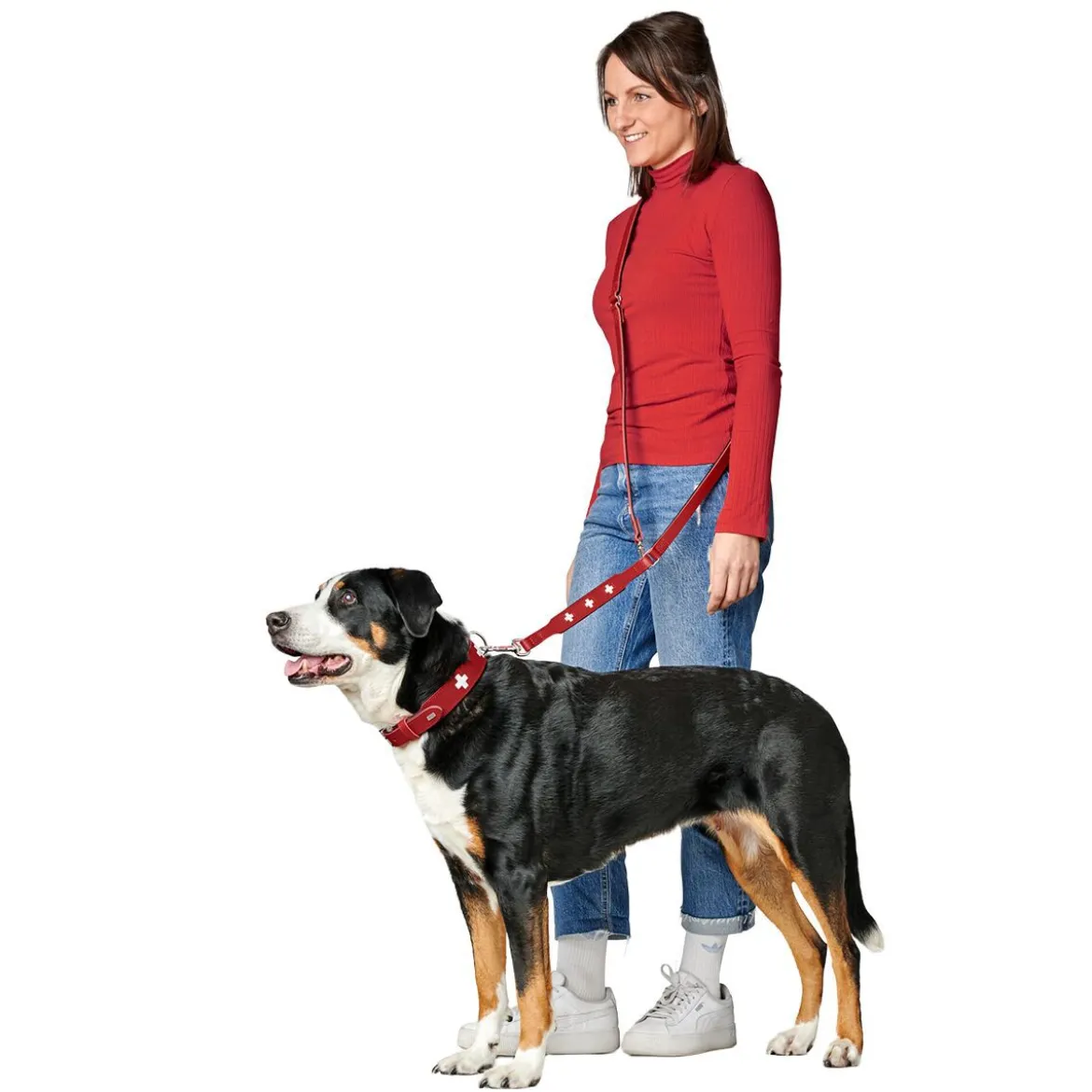 Hunter Swiss Justerbart Hundkoppel Röd
