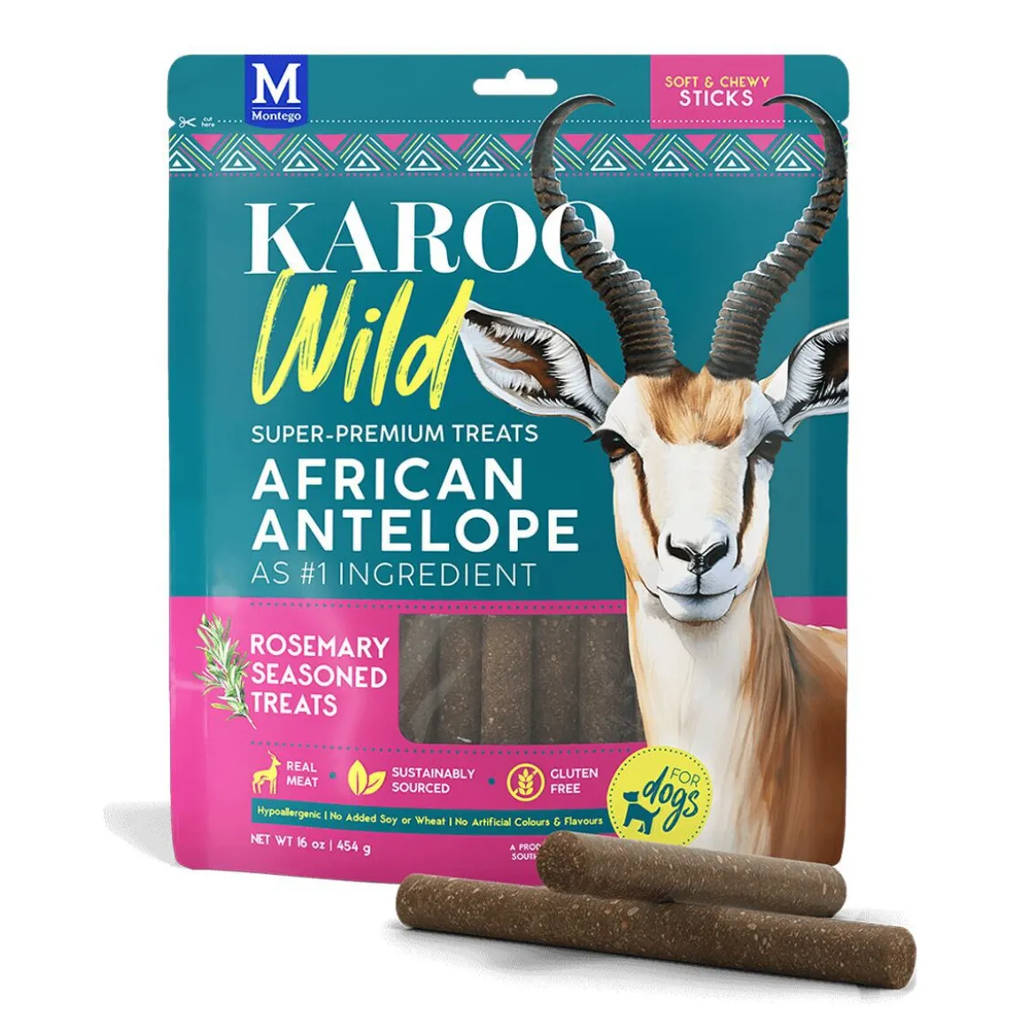 Karoo Wild Tupppinnar med Rosmarin och Antilopkött 454 g