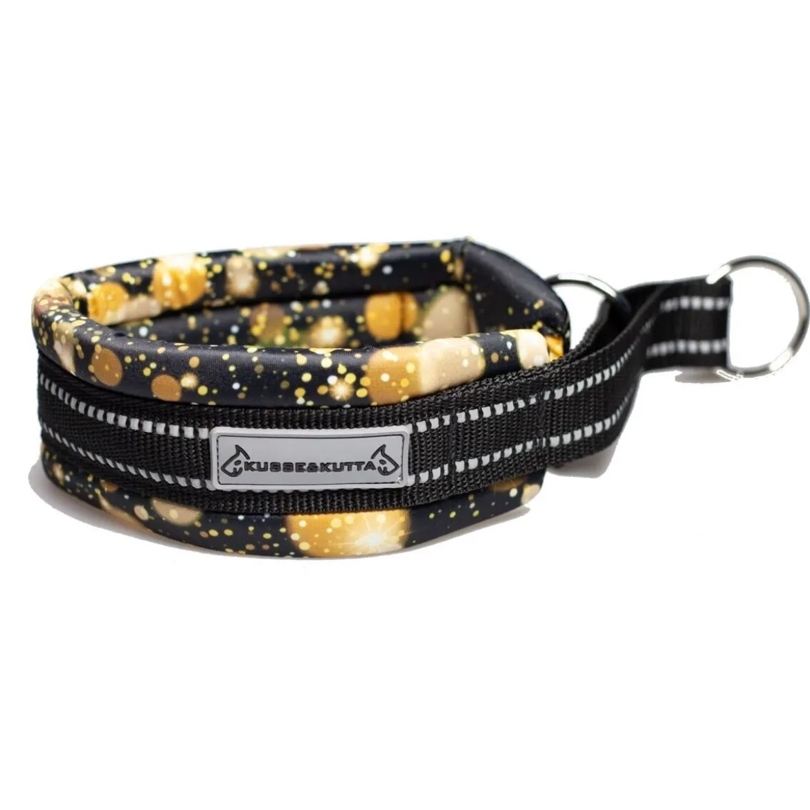 Kusse & Kutta Brett Hundhalsband Vadderat Svart & Guld