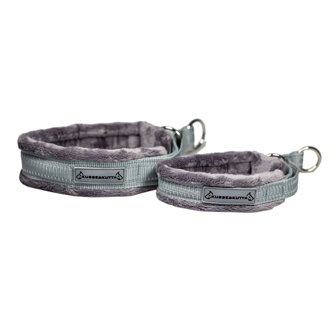 Kusse & Kutta Hundhalsband i Bred Modell Fluffigt Grå