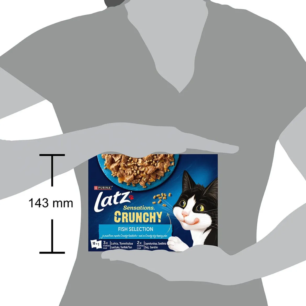 Latz Sensations Crunchy Fish i Gelé Våtfoder till Katt 10x85g+40g