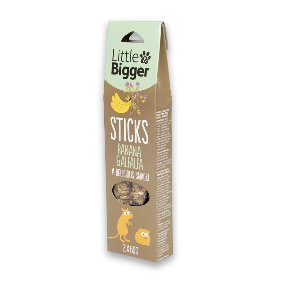 Little&Bigger Sticks Smådjur Banan & Alfalfa 2x60 g