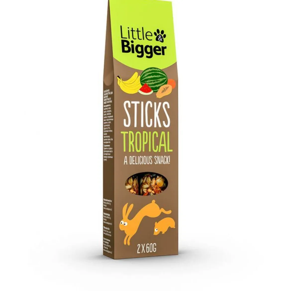 Little&Bigger Sticks Smådjur Tropisk 2x60 g