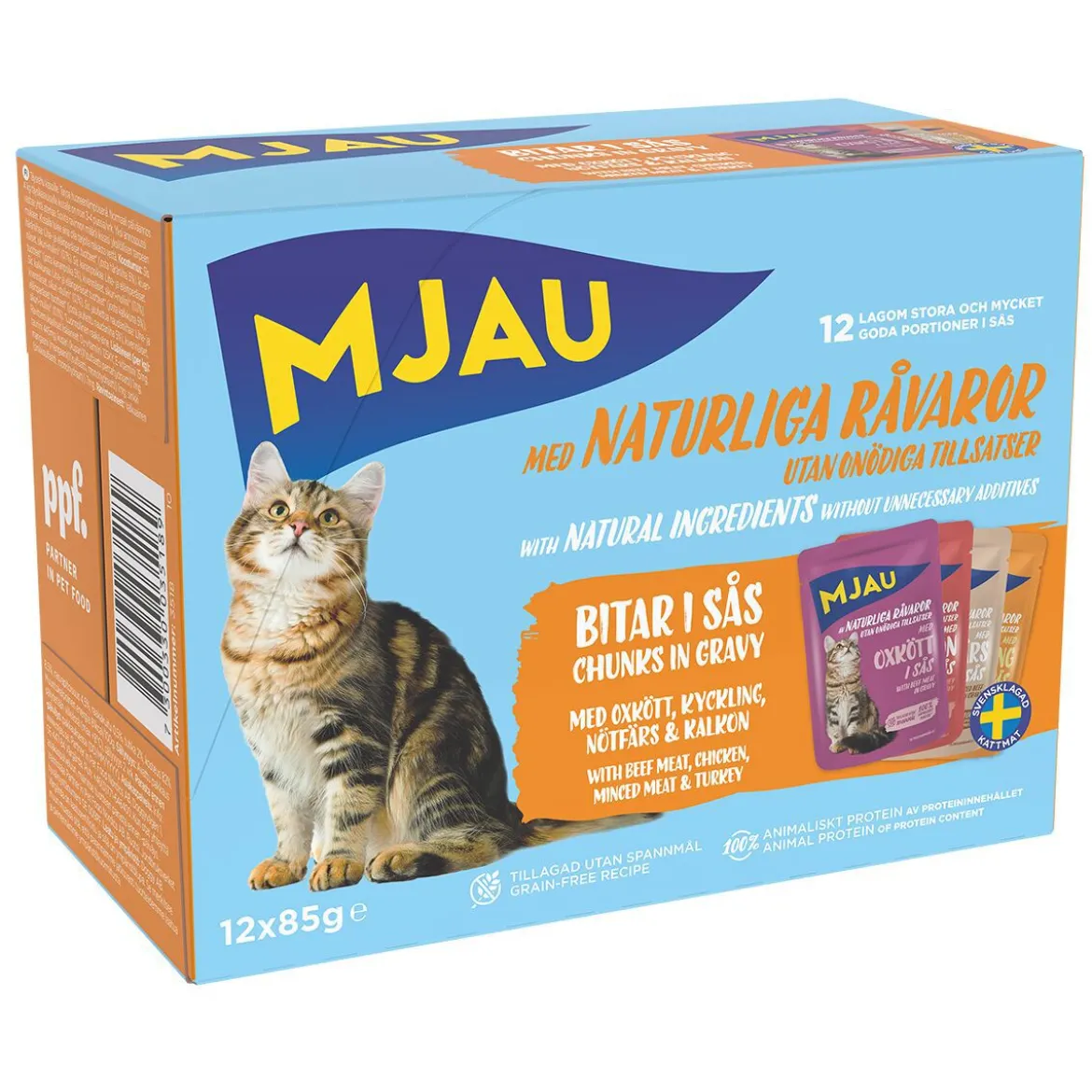 Mjau Multipack Köttsmaker i Sås 12x85 g