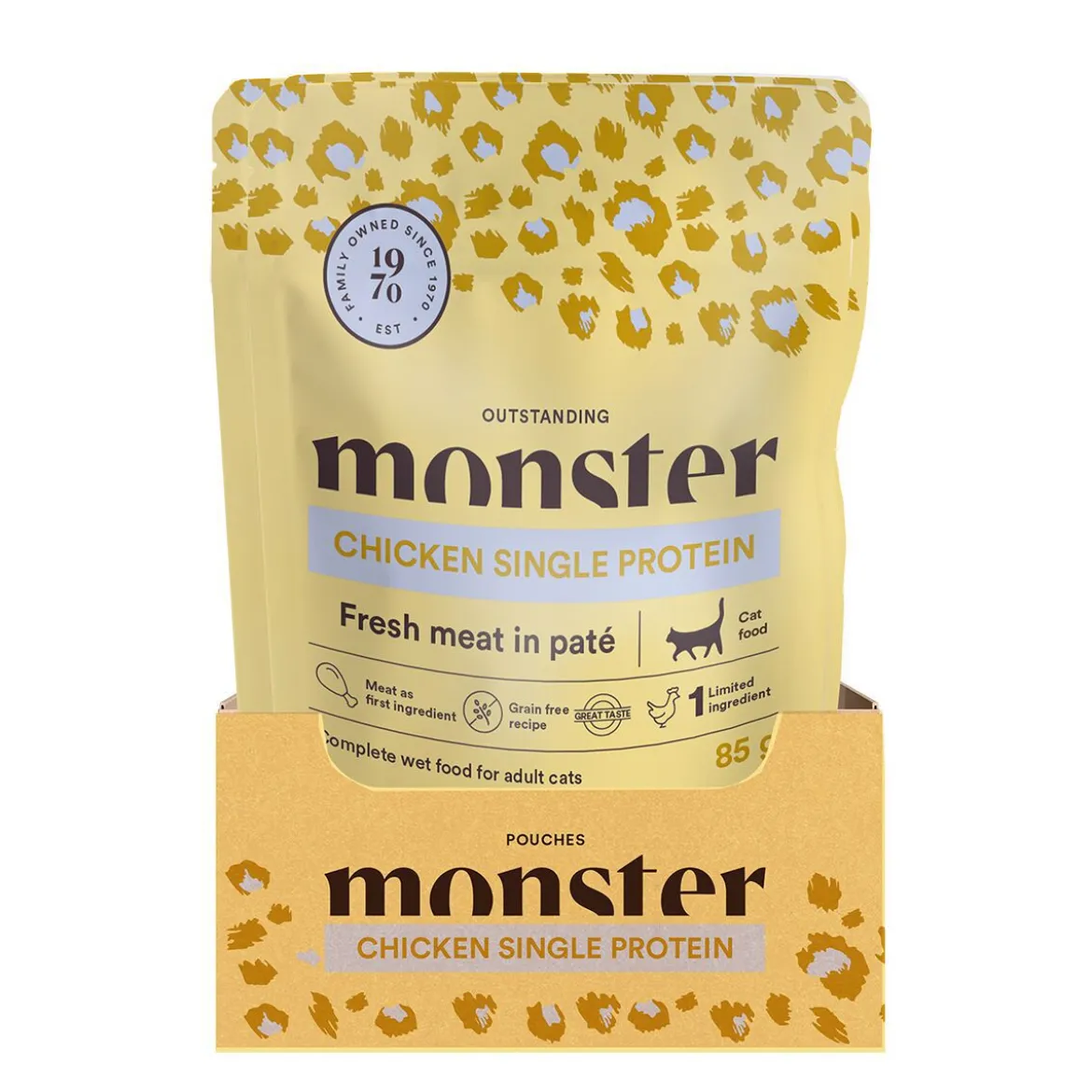 Monster Cat Pouches Adult Chicken Våtfoder till Katt 16 x 85 g