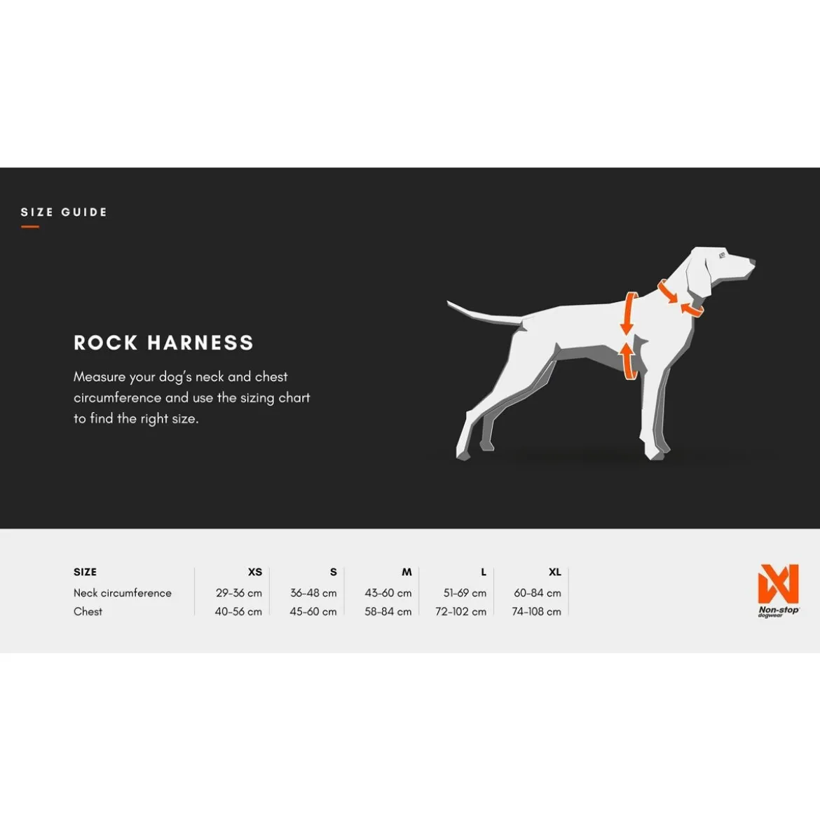 Non-Stop Dogwear Rock Hundsele Lång Svart/Orange