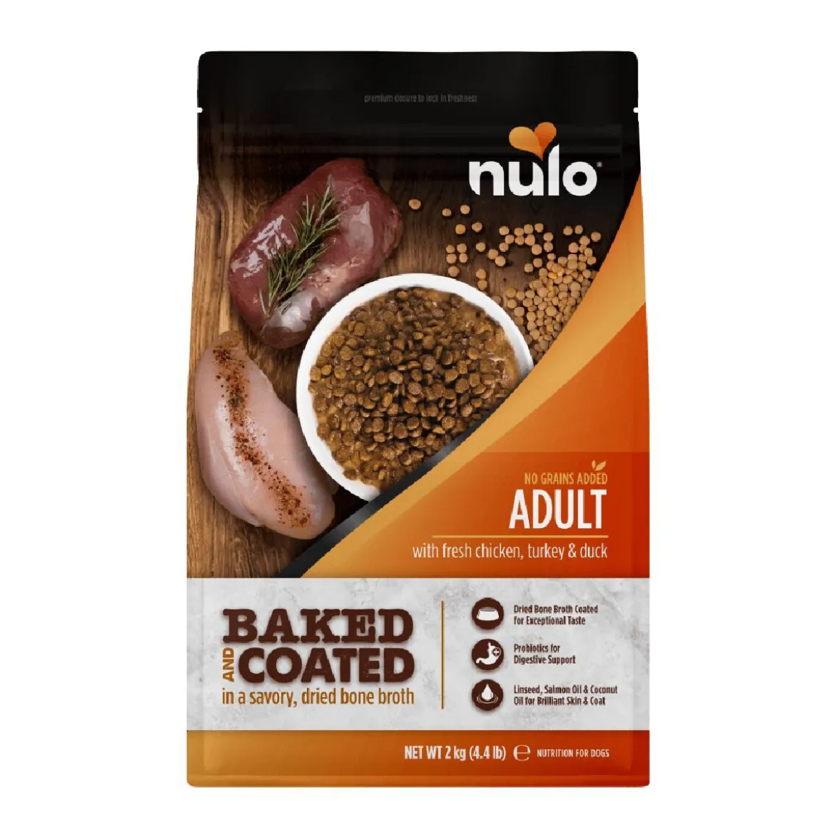 Nulo Baked & Coated Dog Adult Fresh Chicken, Turkey & Duck Torrfoder till Hund