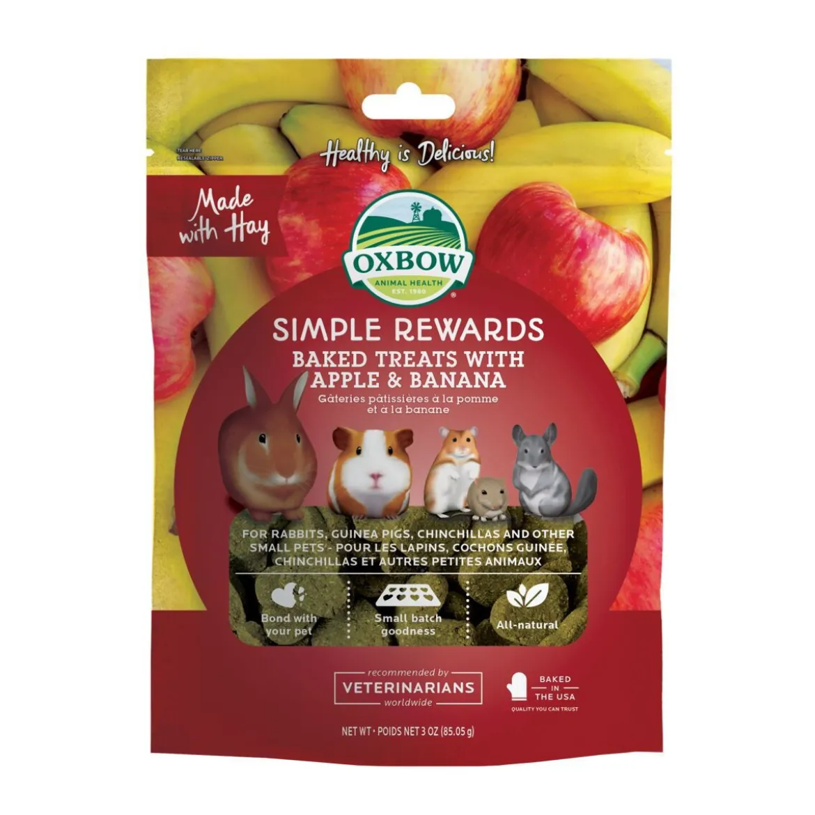 Oxbow Simple Rewards Baked Treats with Apple & Banana 85 g