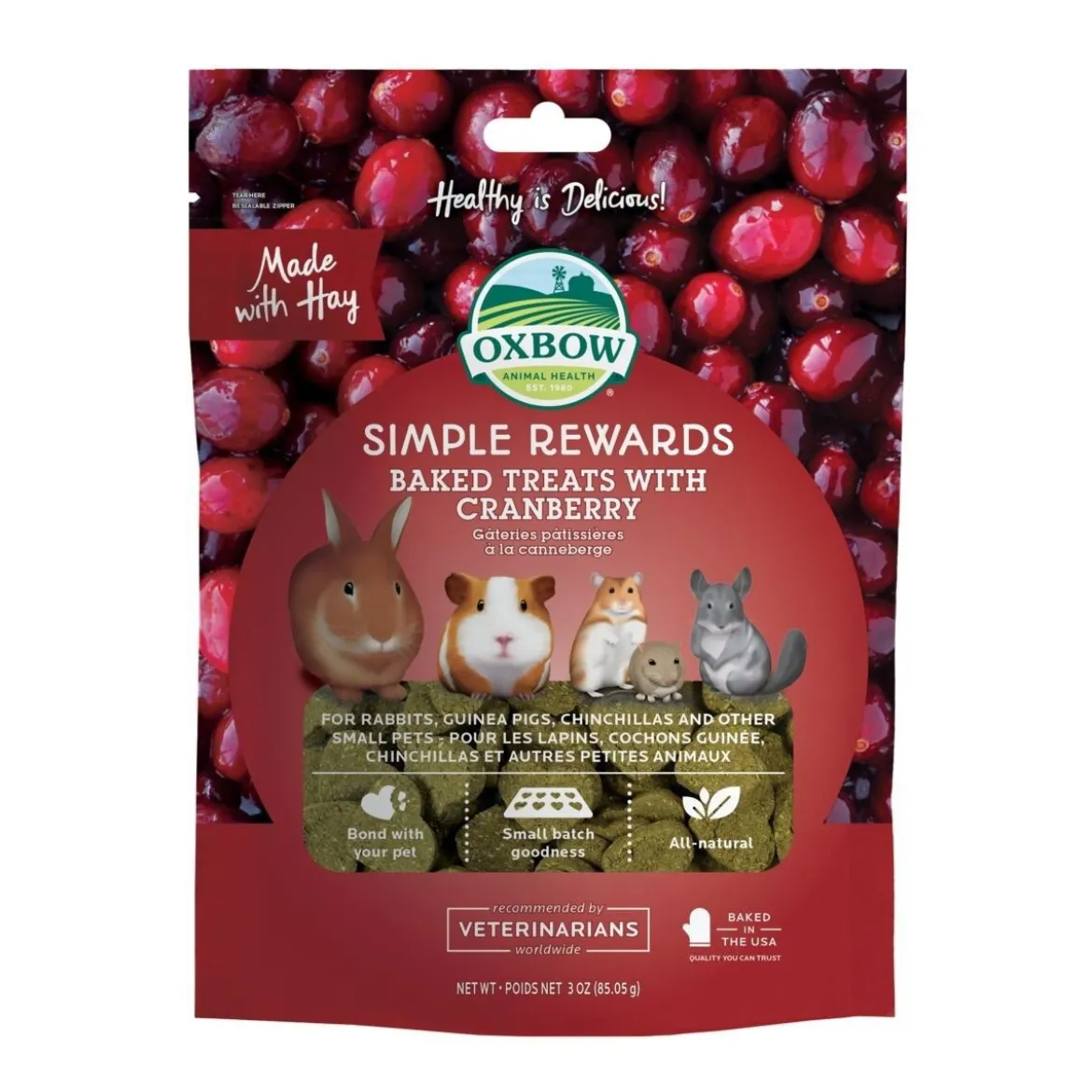 Oxbow Simple Rewards Baked Treats with Cranberry 85 g
