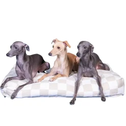 PAIKKA Check Hundmadrass Rutig Beige