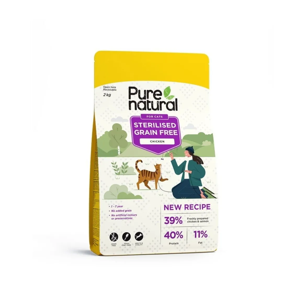 Purenatural Cat Sterilised Grain Free Chicken Torrfoder till Katt