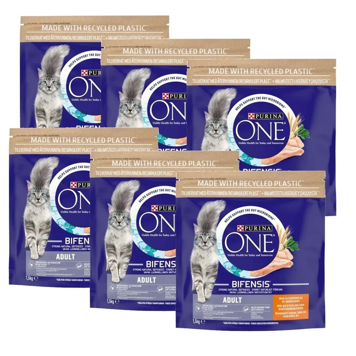 Purina ONE Cat Adult kyckling 6 x 1,5 kg