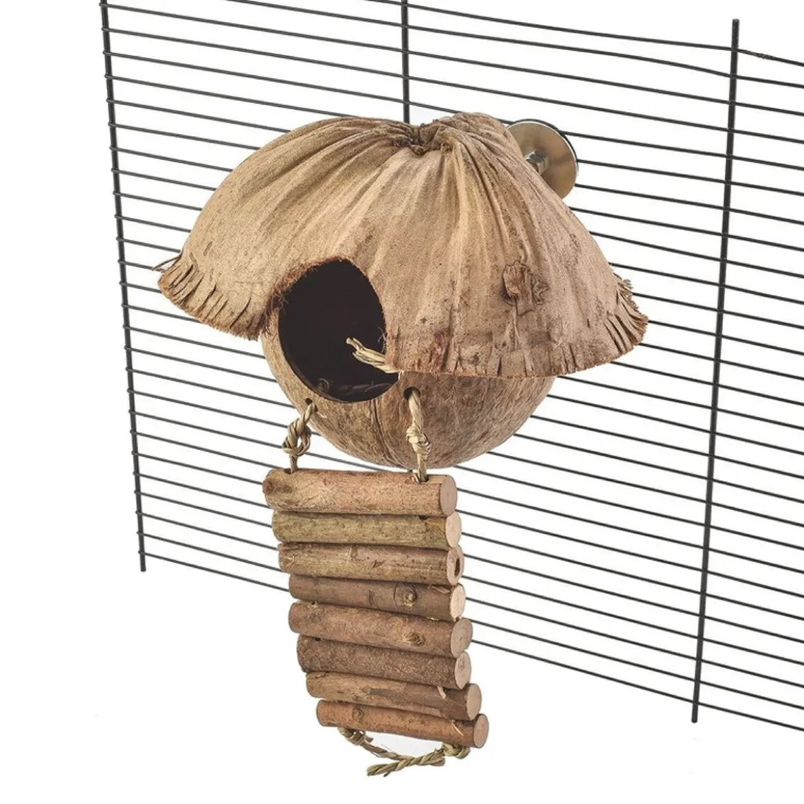 Quapas! Cozy Hängande Fågelleksak med Krypin Kokosnöt