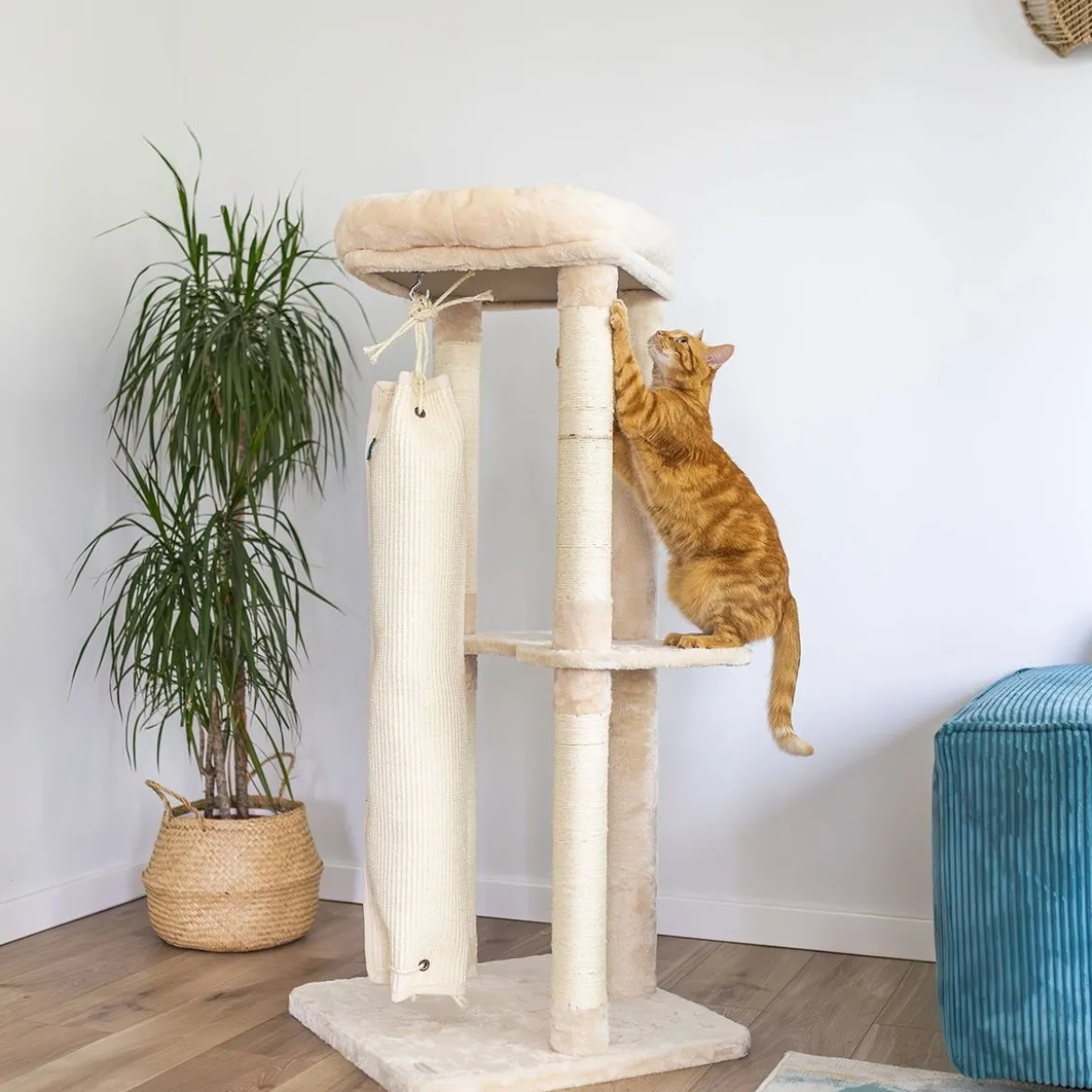 Quapas! Klösträd med Klättersäck Beige 136 cm