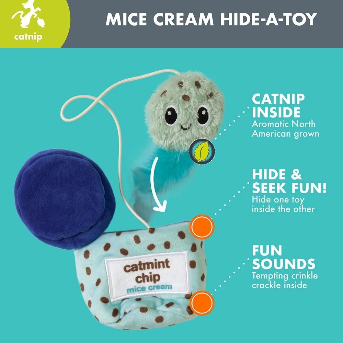 Quirky Kitty Hide-a-Toy Kattleksak Glasskula med Kattmynta