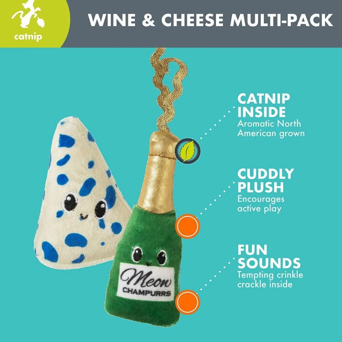 Quirky Kitty Ost & Vin Kattleksaker 2-pack