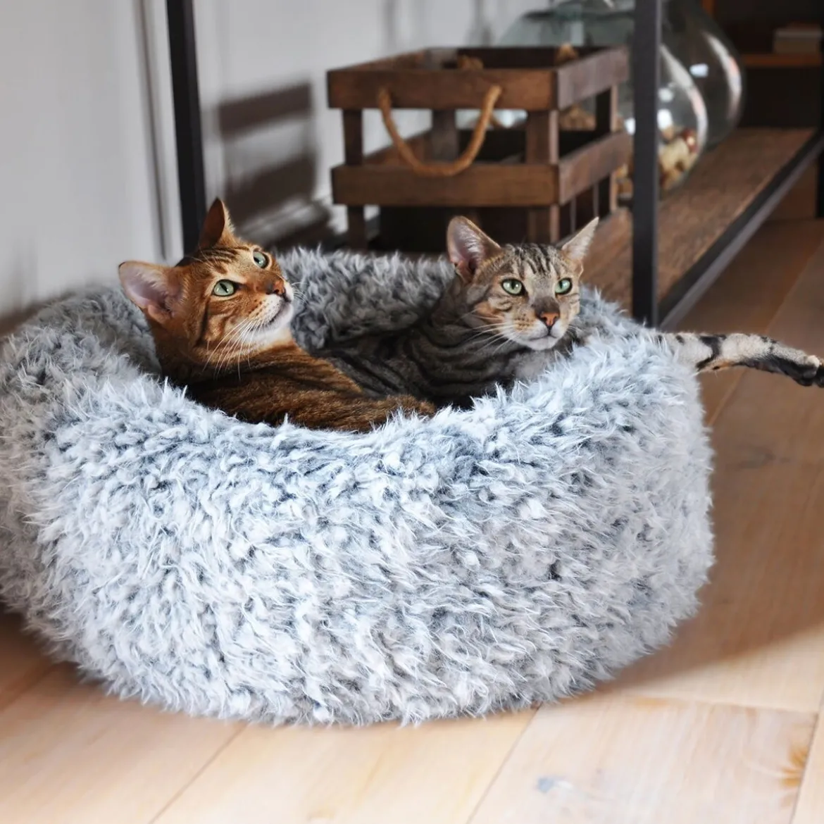 Rosewood Rund Fluffig Hundbädd /Kattbädd Grå
