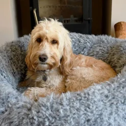 Rosewood Rund Fluffig Hundbädd /Kattbädd Grå