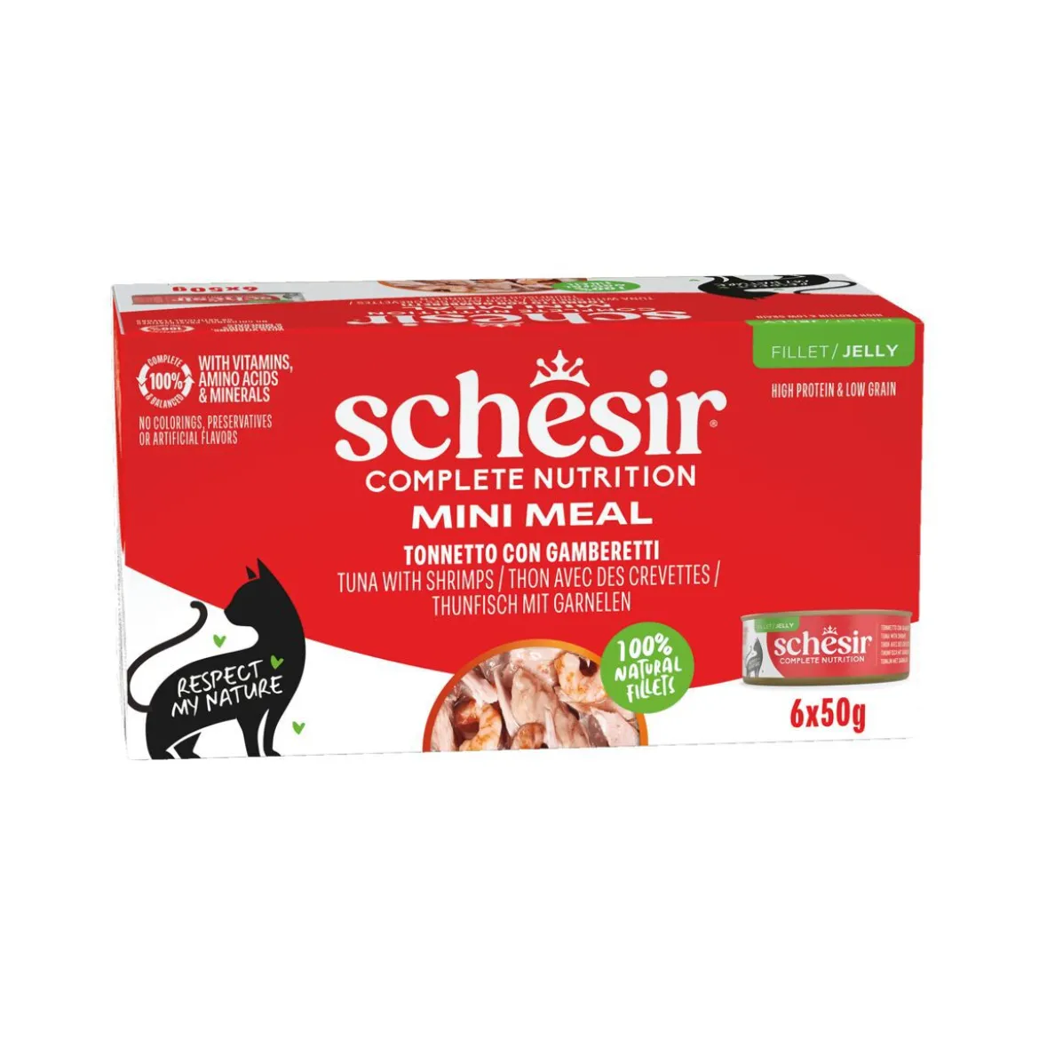 Schesir Cat Adult Tuna & Prawns Jelly 6x50 g