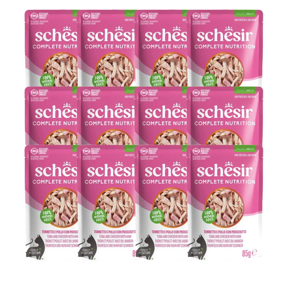 Schesir C&B Tuna, Chicken & Ham in Jelly Pouch 85 g